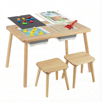 Kids Activity Table Set with 2 Storage Bins and Stools