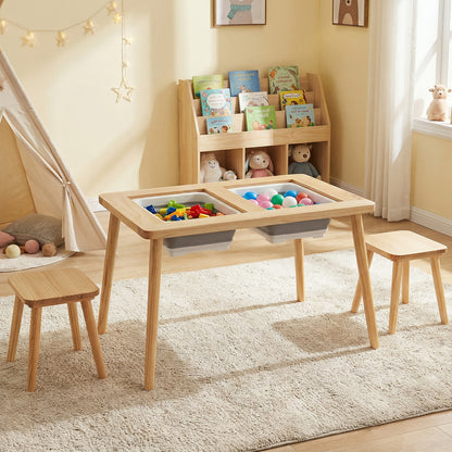 Kids Activity Table Set with 2 Storage Bins and Stools