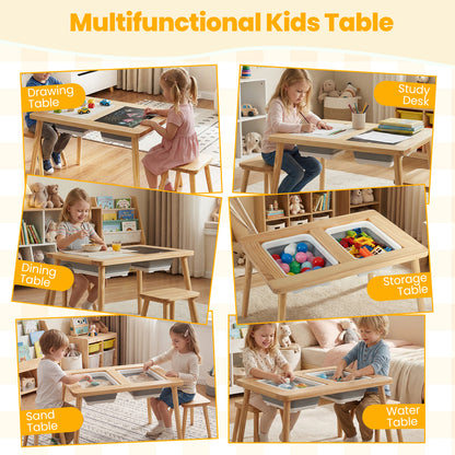 Kids Activity Table Set with 2 Storage Bins and Stools