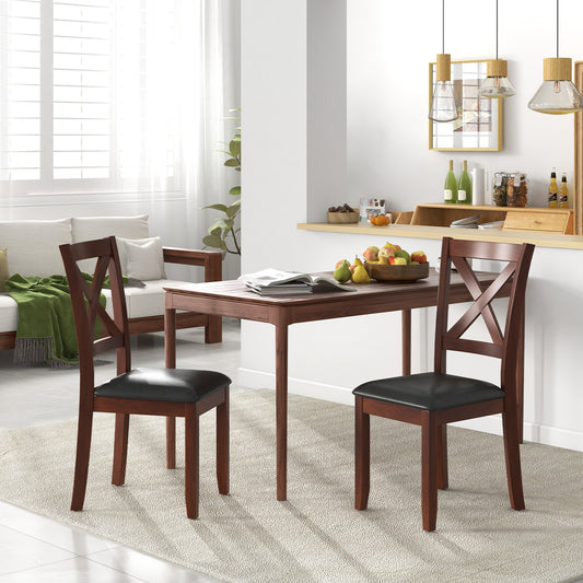 Wooden Dining Chairs Set of 2 with Padded Seat