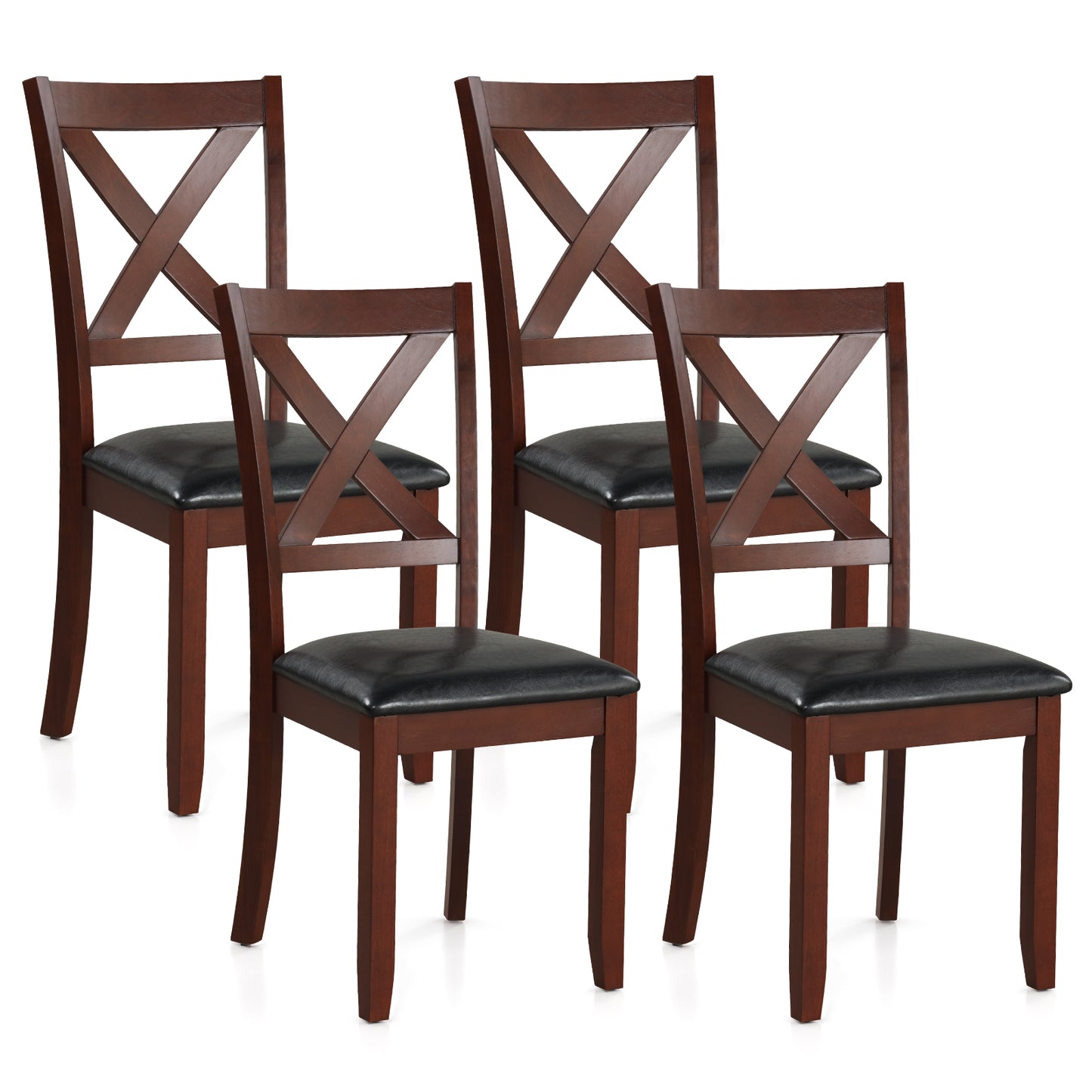 Wooden Dining Chairs Set of 2 with Padded Seat