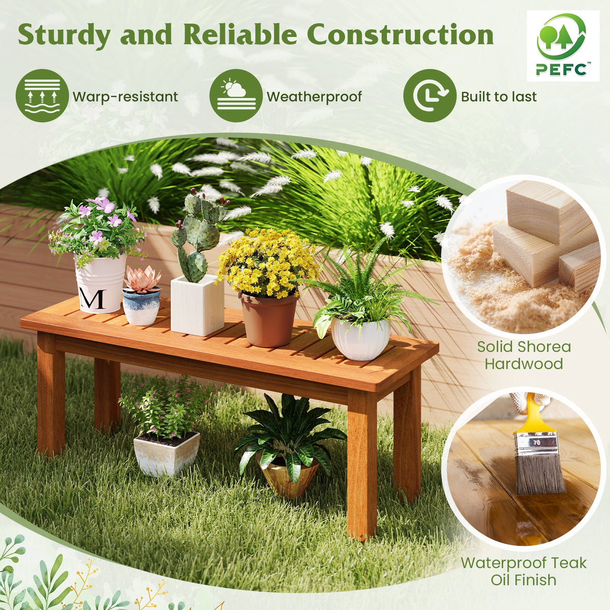 Wooden Plant Stand Outdoor Indoor Solid Wood Flower Pot Holder Display Shelf