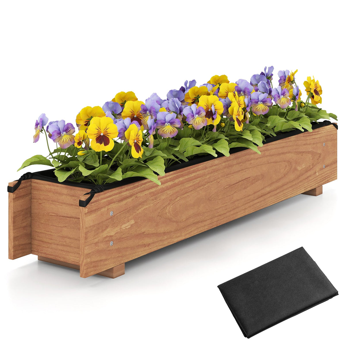 Wooden Raised Garden Bed with Drainage Holes for Vegetable Flower Herb Succulent