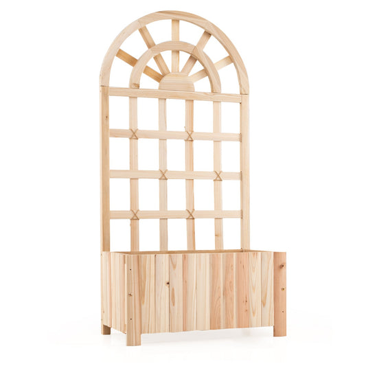 Wooden Raised Garden Bed with Trellis 48 Inch Outdoor Screen