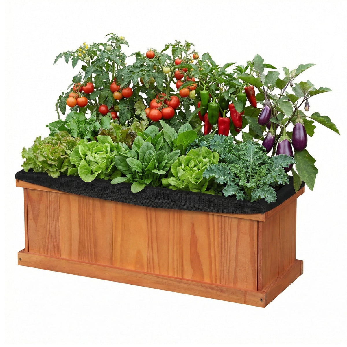 Wooden Raised Garden Bed with Drainage Holes and Liner Solid Fir Wood Planter Box