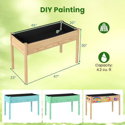 Wooden Raised Vegetable Garden Bed Elevated Grow Vegetable Planter