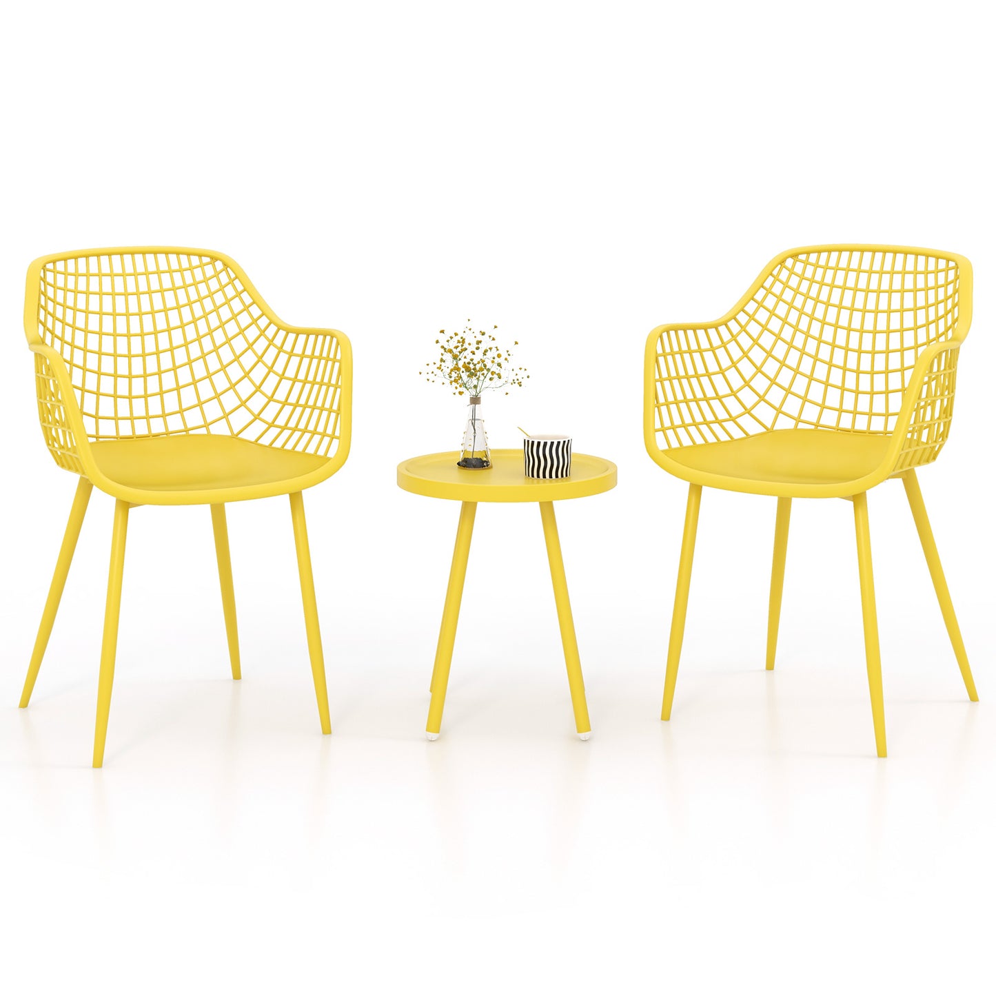 3-Piece Patio Conversation Set with Metal Frame and PP Seats