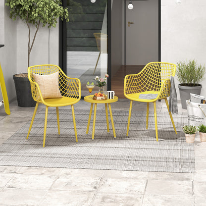3-Piece Patio Conversation Set with Metal Frame and PP Seats