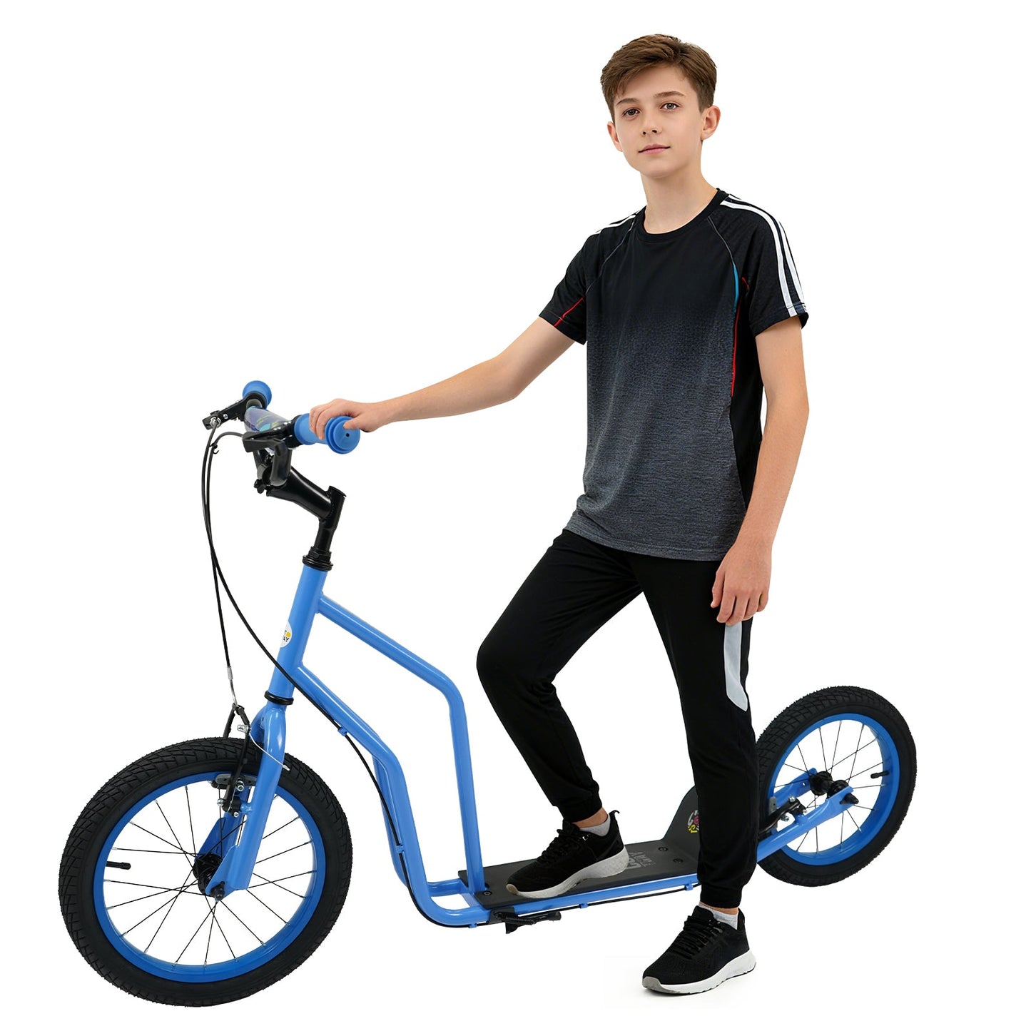 Youth Scooter with Adjustable Handlebar and 16/14-Inch Inflatable Wheels for Age 8+ Years Old