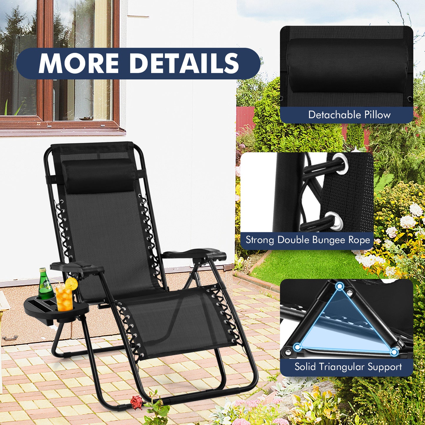 Zero Gravity Folding Lounge Chair with Utility Tray