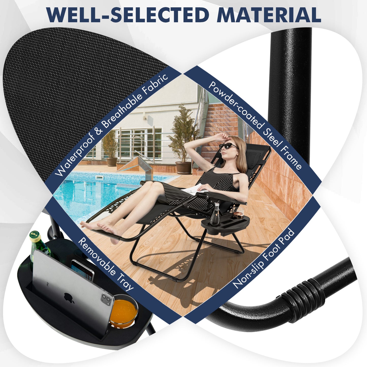 Zero Gravity Folding Lounge Chair with Utility Tray