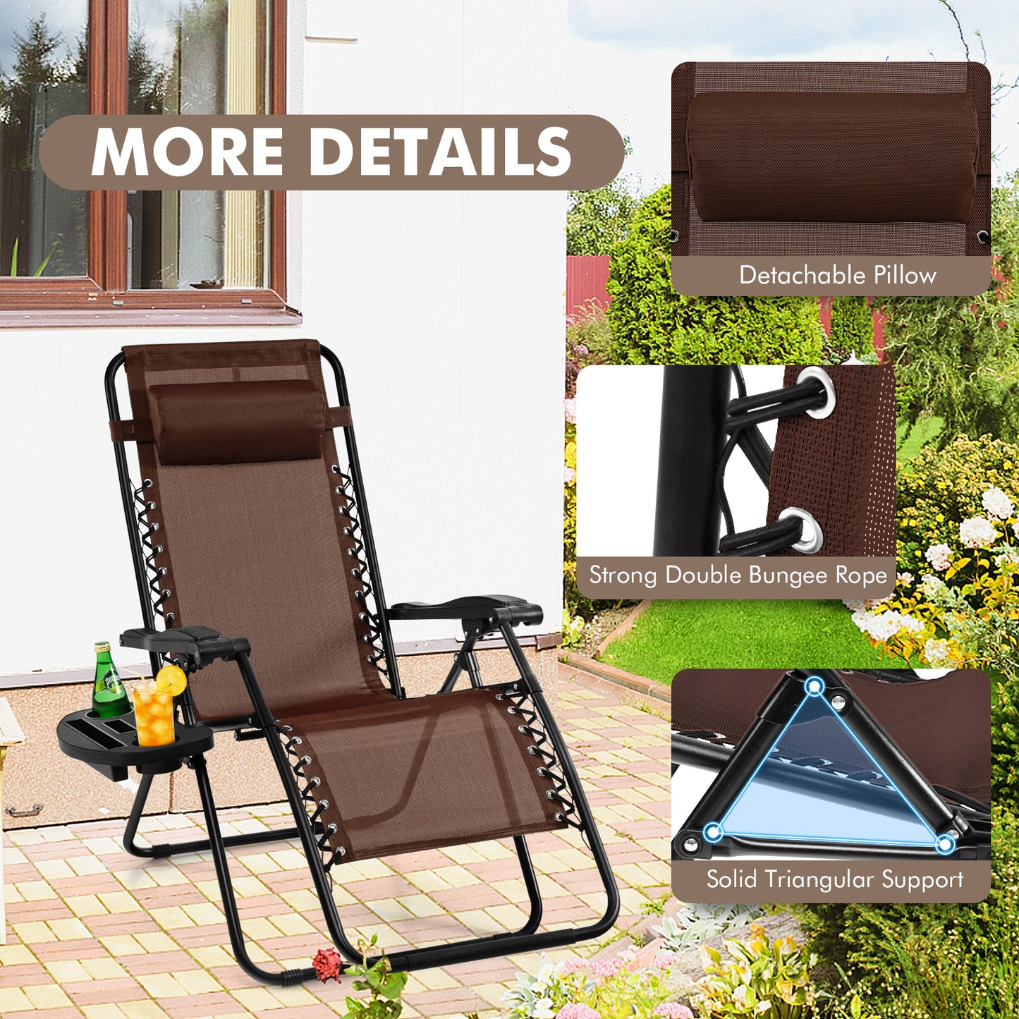 Zero Gravity Folding Lounge Chair with Utility Tray