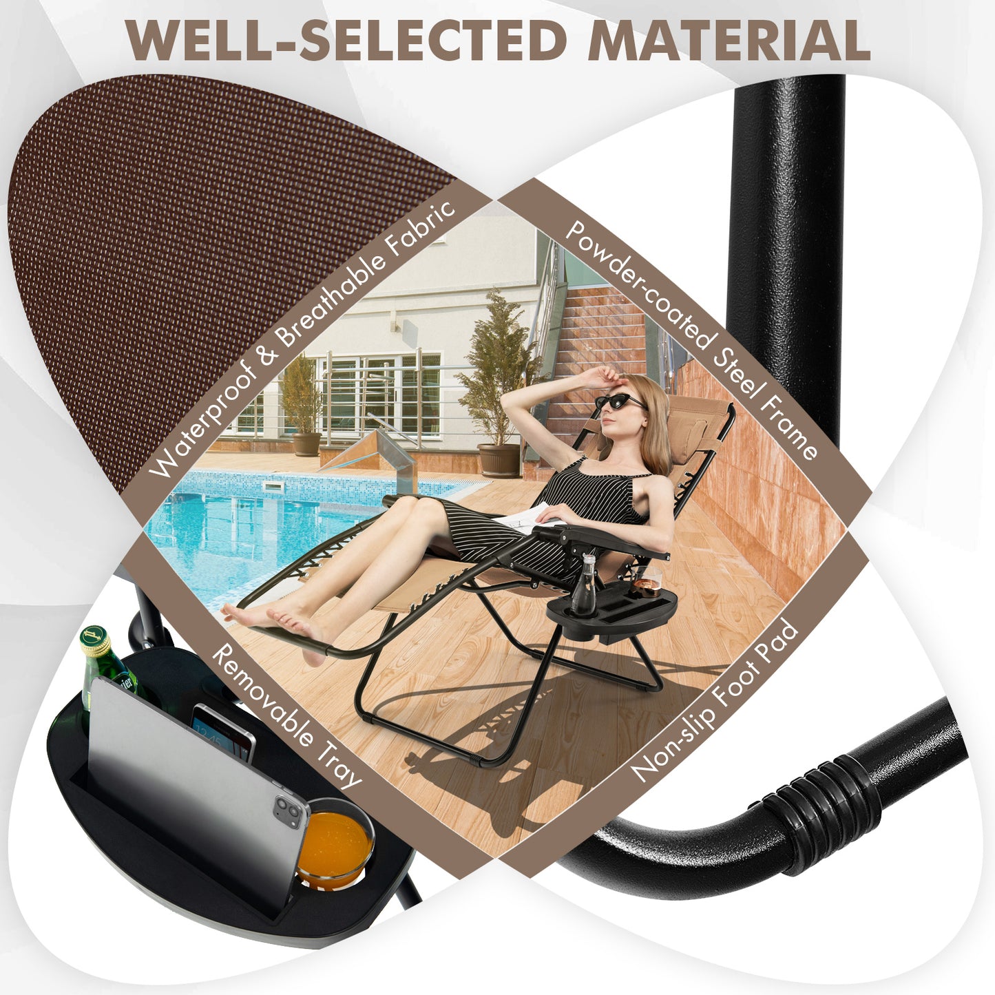 Zero Gravity Folding Lounge Chair with Utility Tray