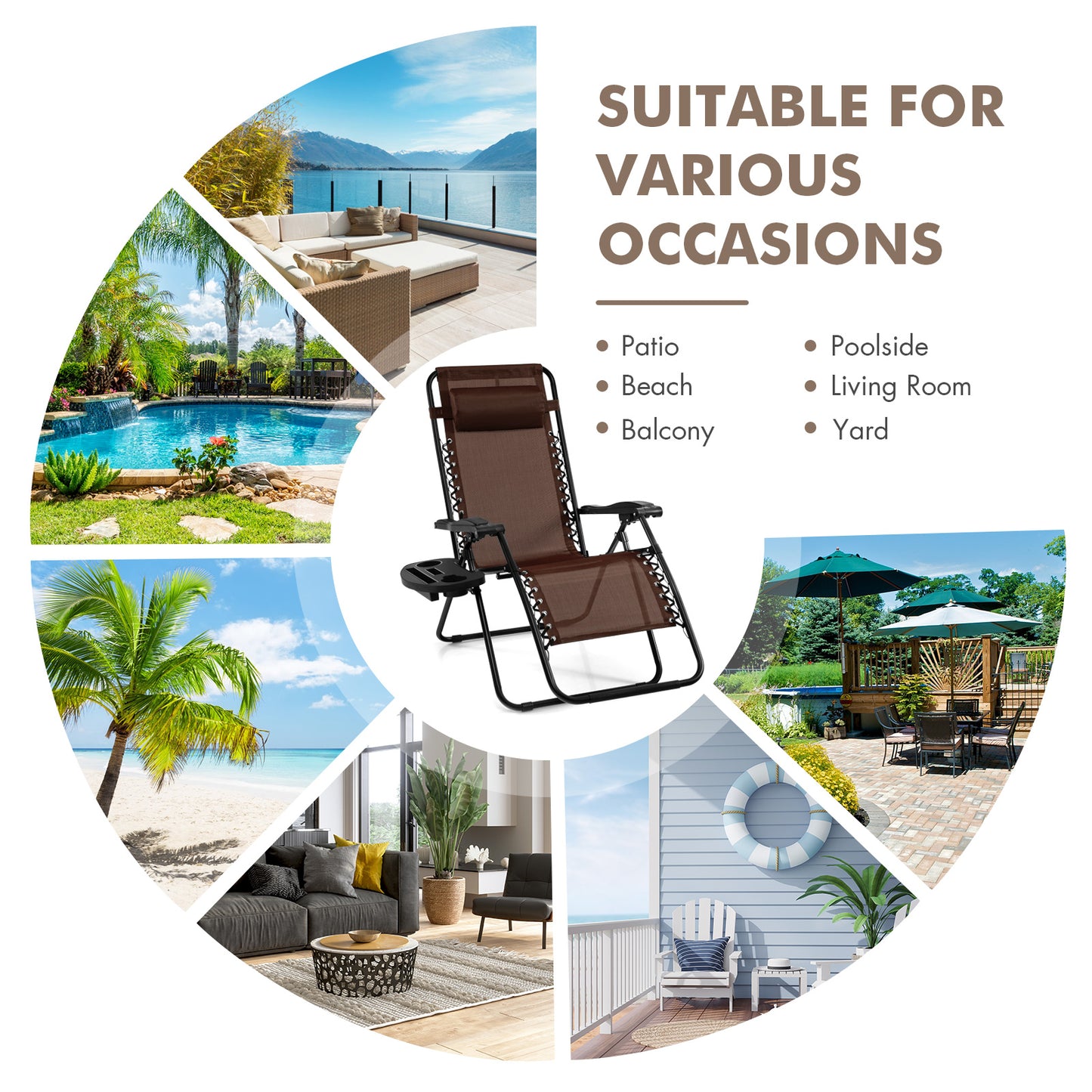 Zero Gravity Folding Lounge Chair with Utility Tray
