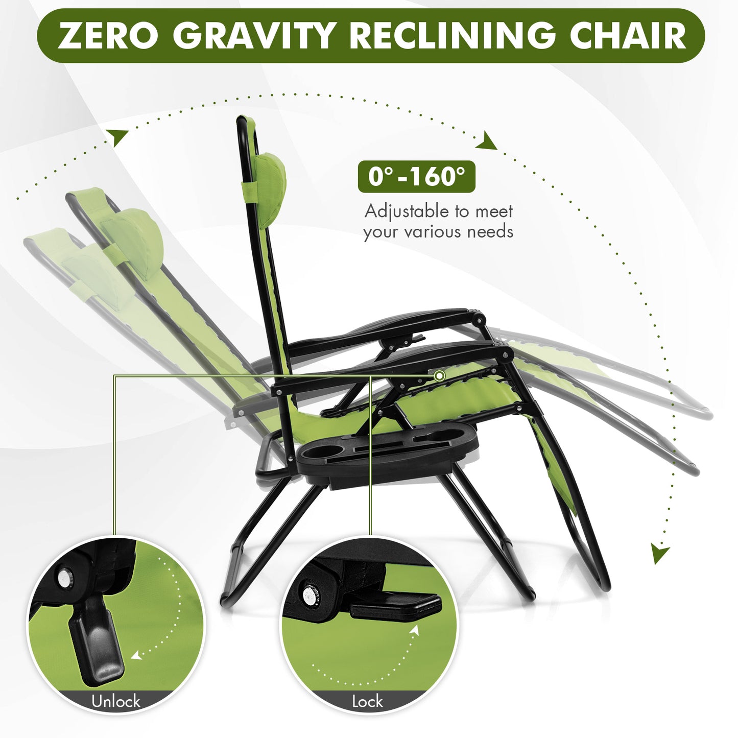 Zero Gravity Folding Lounge Chair with Utility Tray