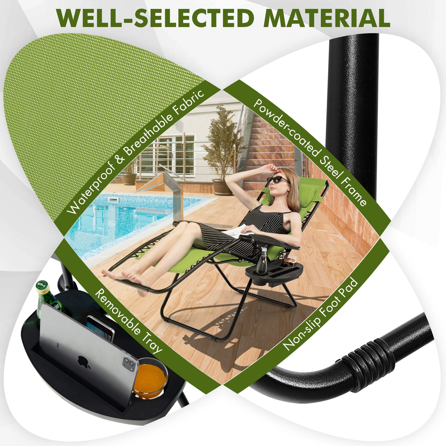 Zero Gravity Folding Lounge Chair with Utility Tray