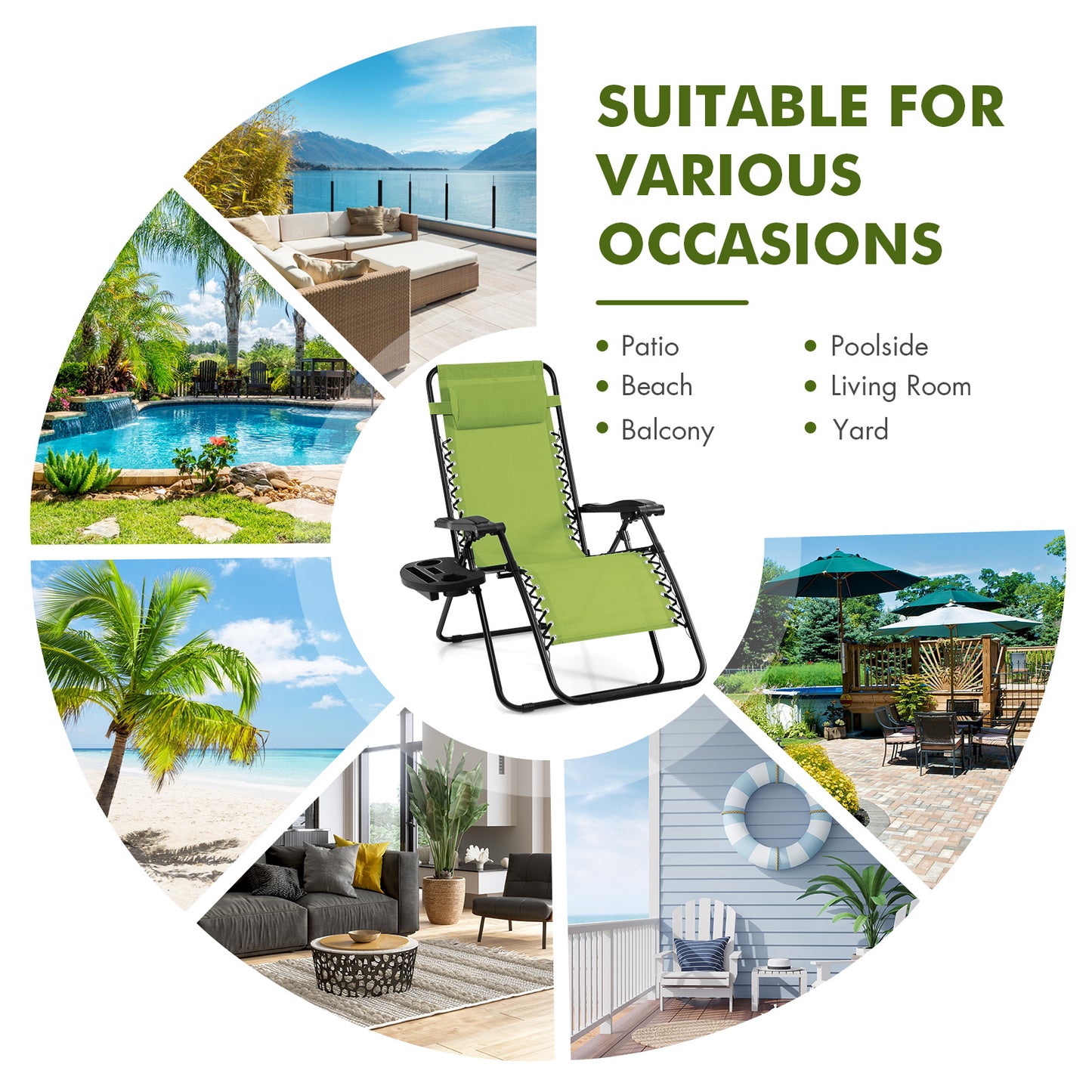 Zero Gravity Folding Lounge Chair with Utility Tray