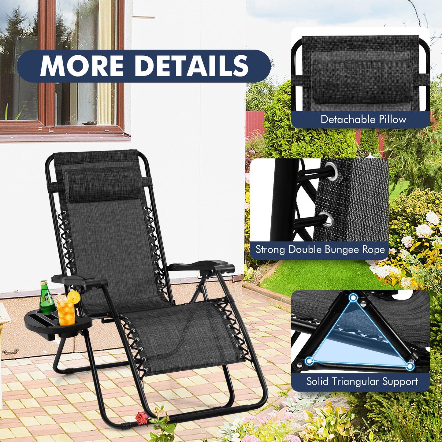 Zero Gravity Folding Lounge Chair with Utility Tray