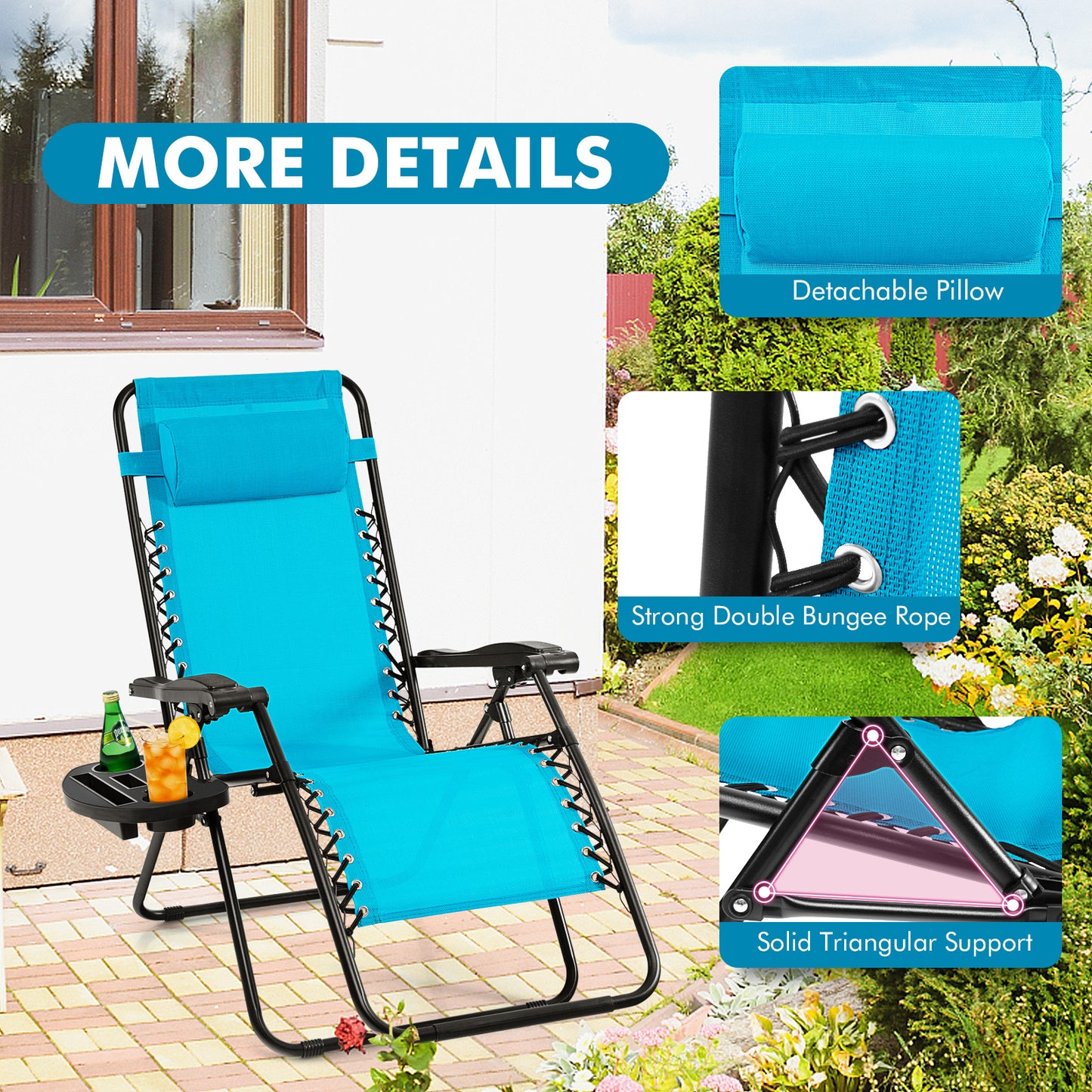 Zero Gravity Folding Lounge Chair with Utility Tray