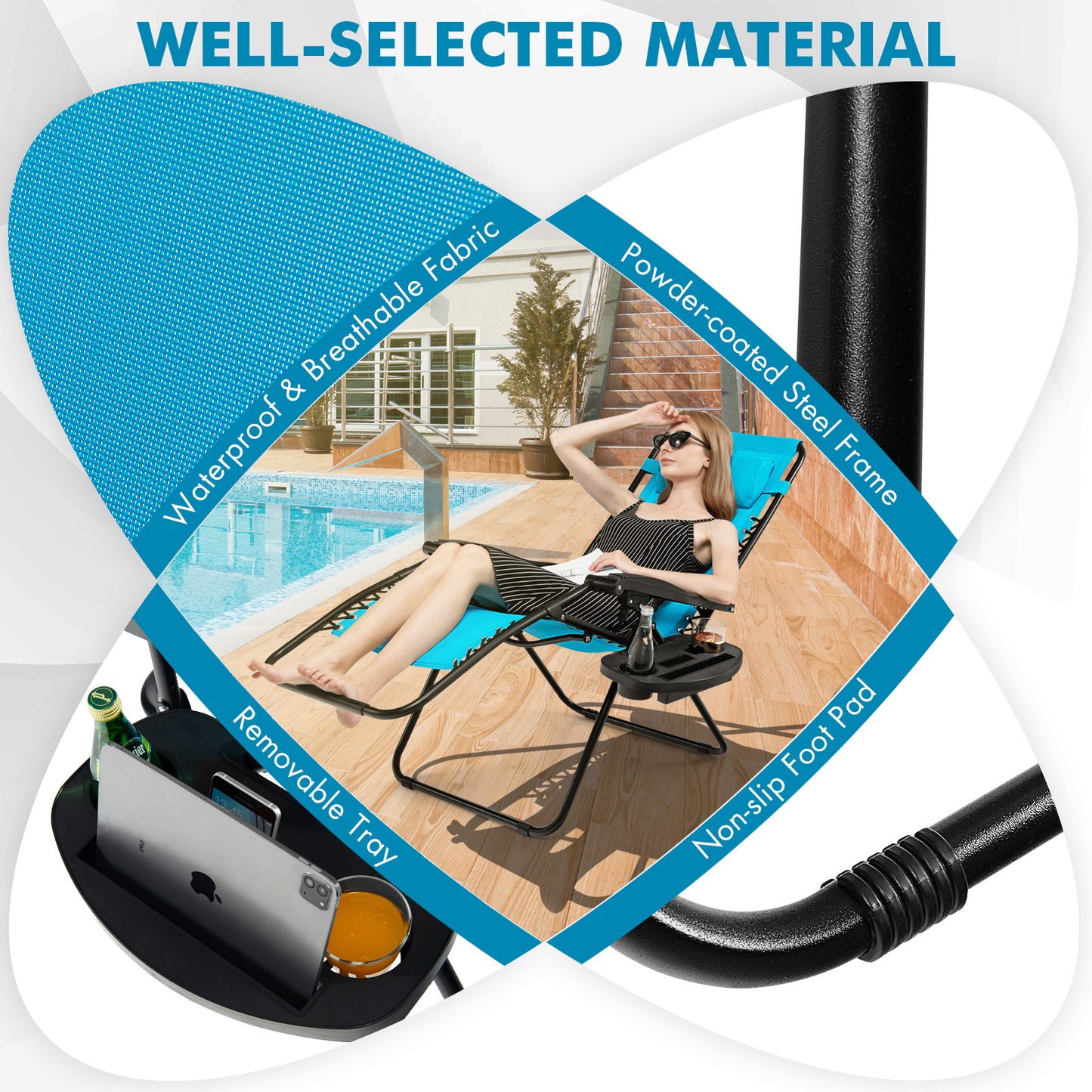 Zero Gravity Folding Lounge Chair with Utility Tray