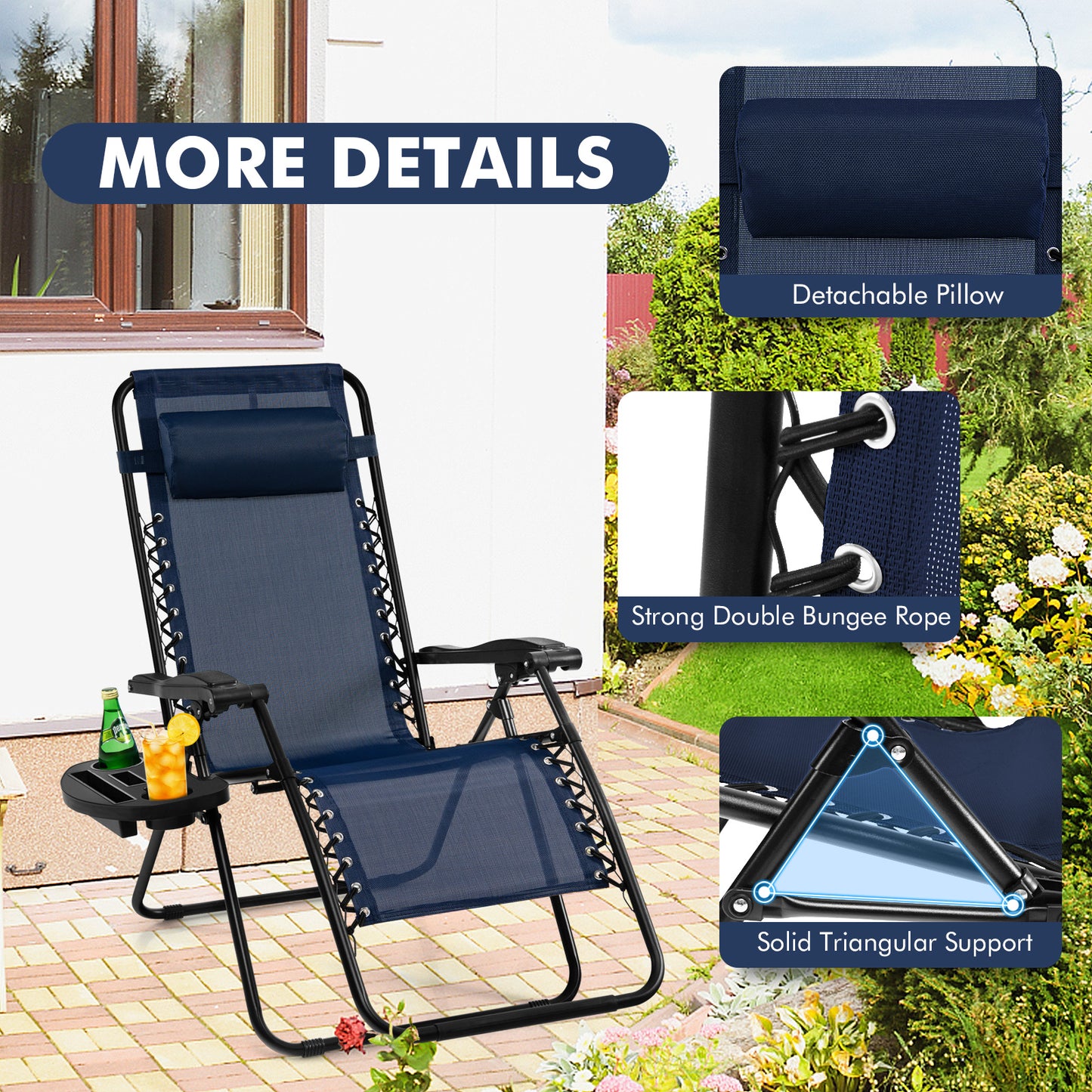 Zero Gravity Folding Lounge Chair with Utility Tray