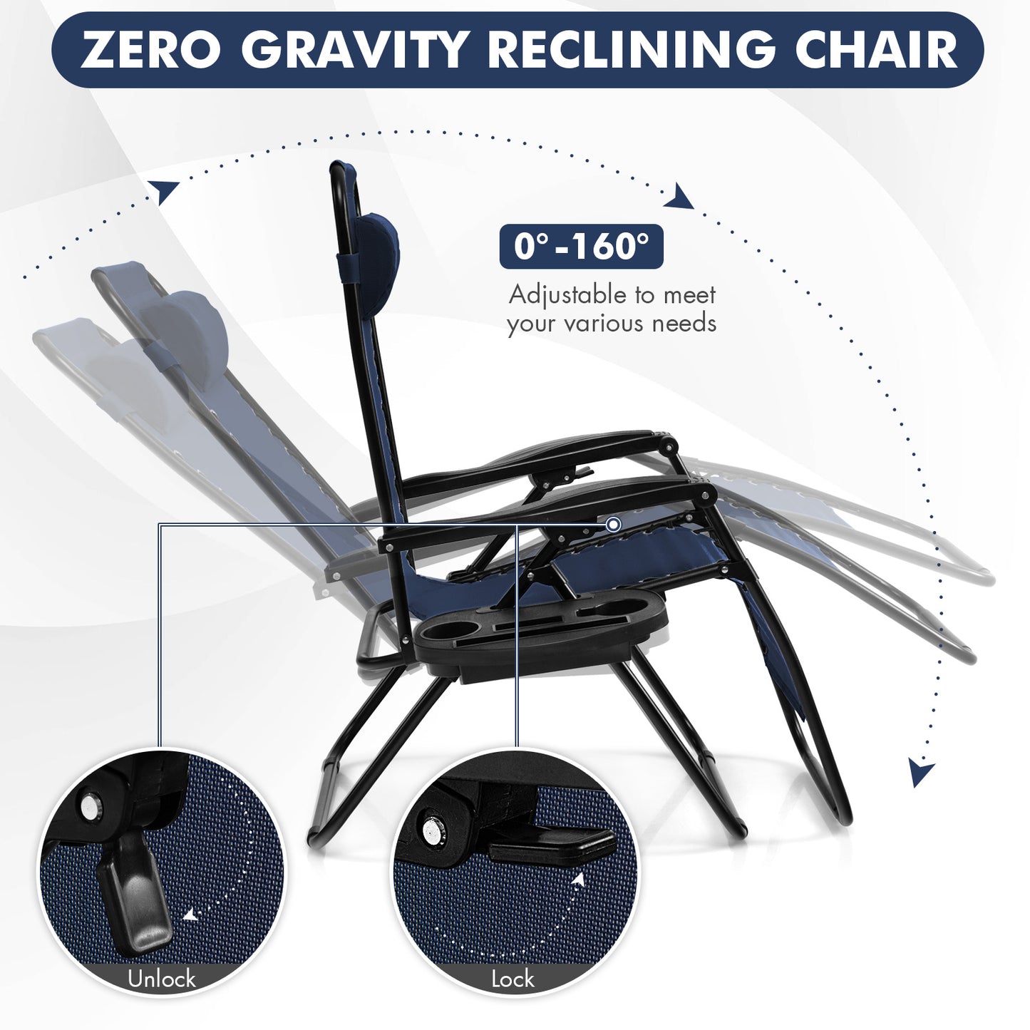 Zero Gravity Folding Lounge Chair with Utility Tray