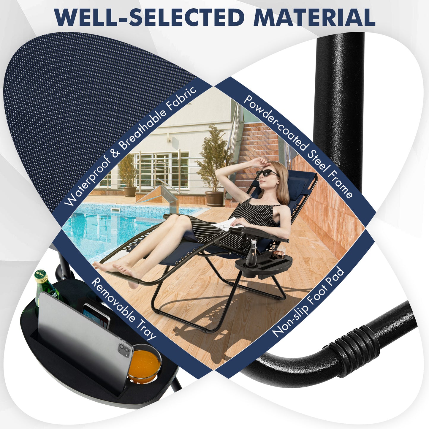 Zero Gravity Folding Lounge Chair with Utility Tray