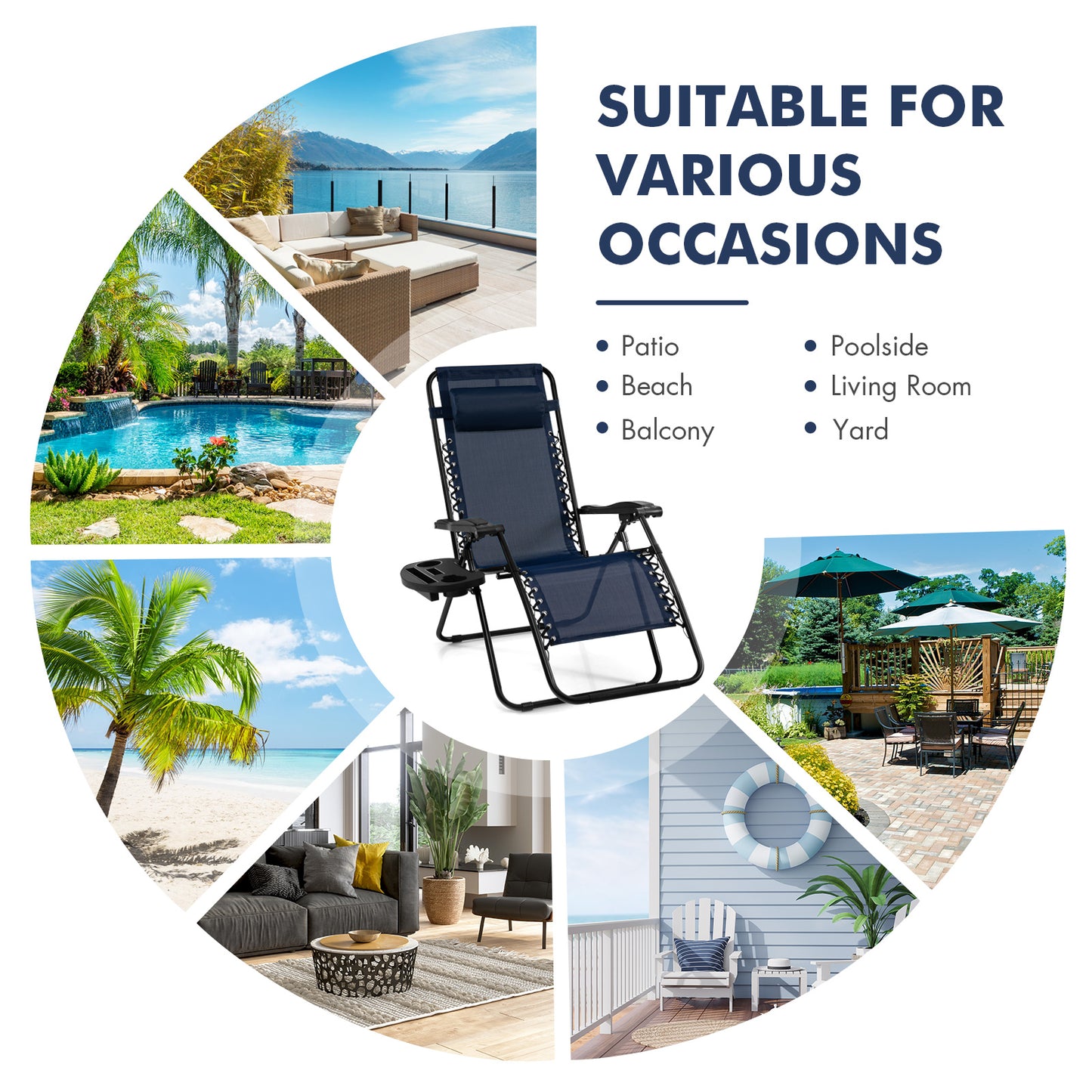 Zero Gravity Folding Lounge Chair with Utility Tray