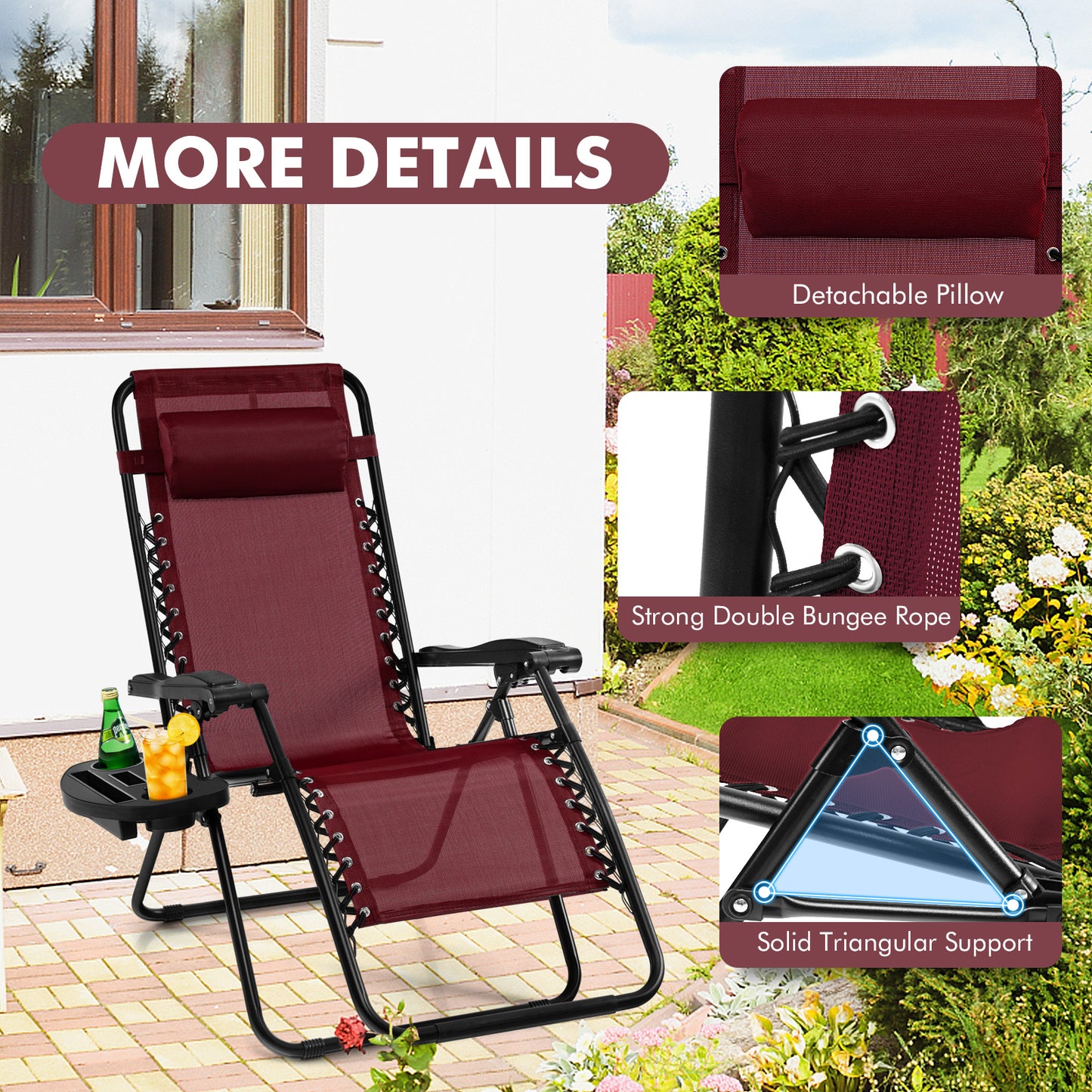 Zero Gravity Folding Lounge Chair with Utility Tray