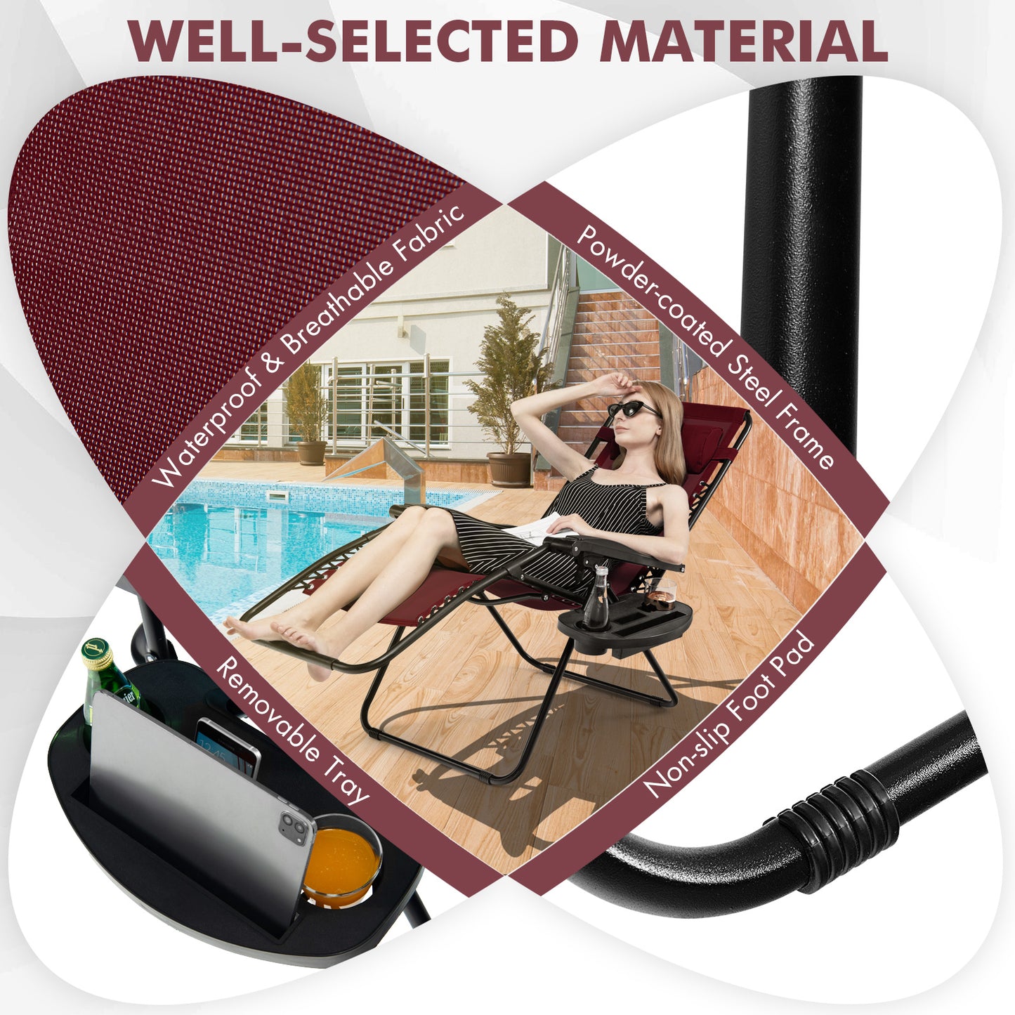 Zero Gravity Folding Lounge Chair with Utility Tray