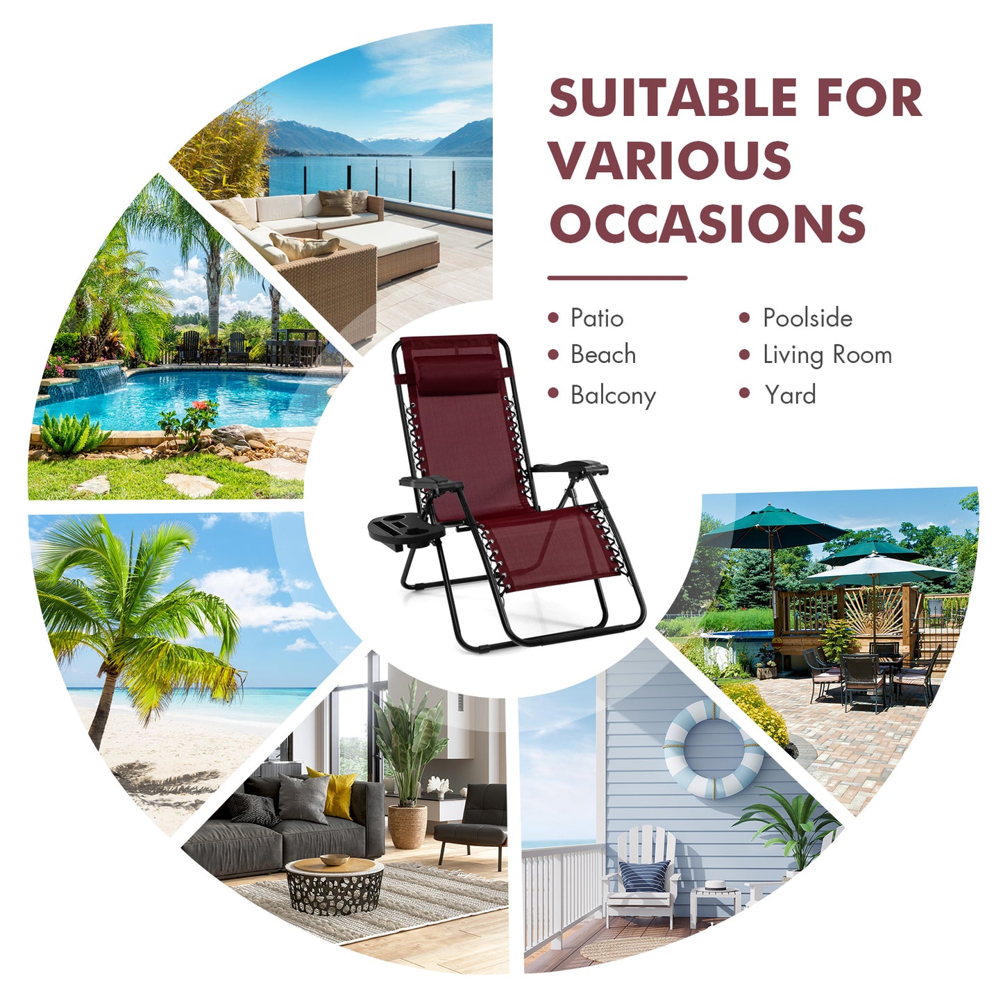Zero Gravity Folding Lounge Chair with Utility Tray