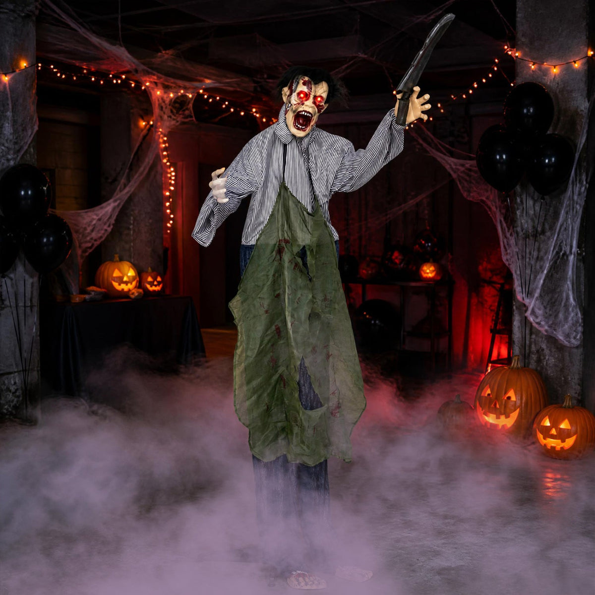 Life-Size Zombie Halloween Decoration with Glowing Eyes