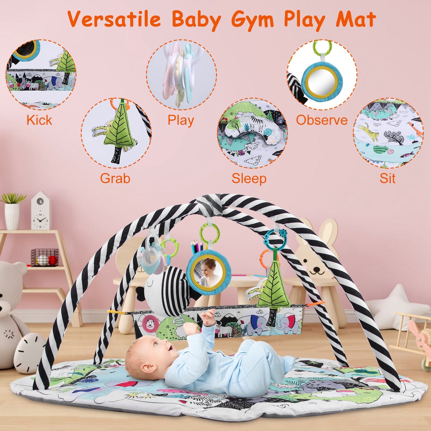 Baby Gym Play Mat 4-in-1 Activity Center with Ball Pit