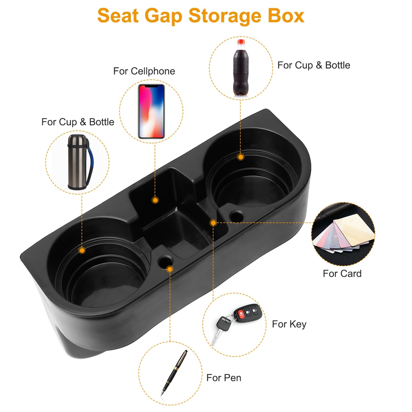 Car Seat Gap Cup Holder Organizer with Dual Holders