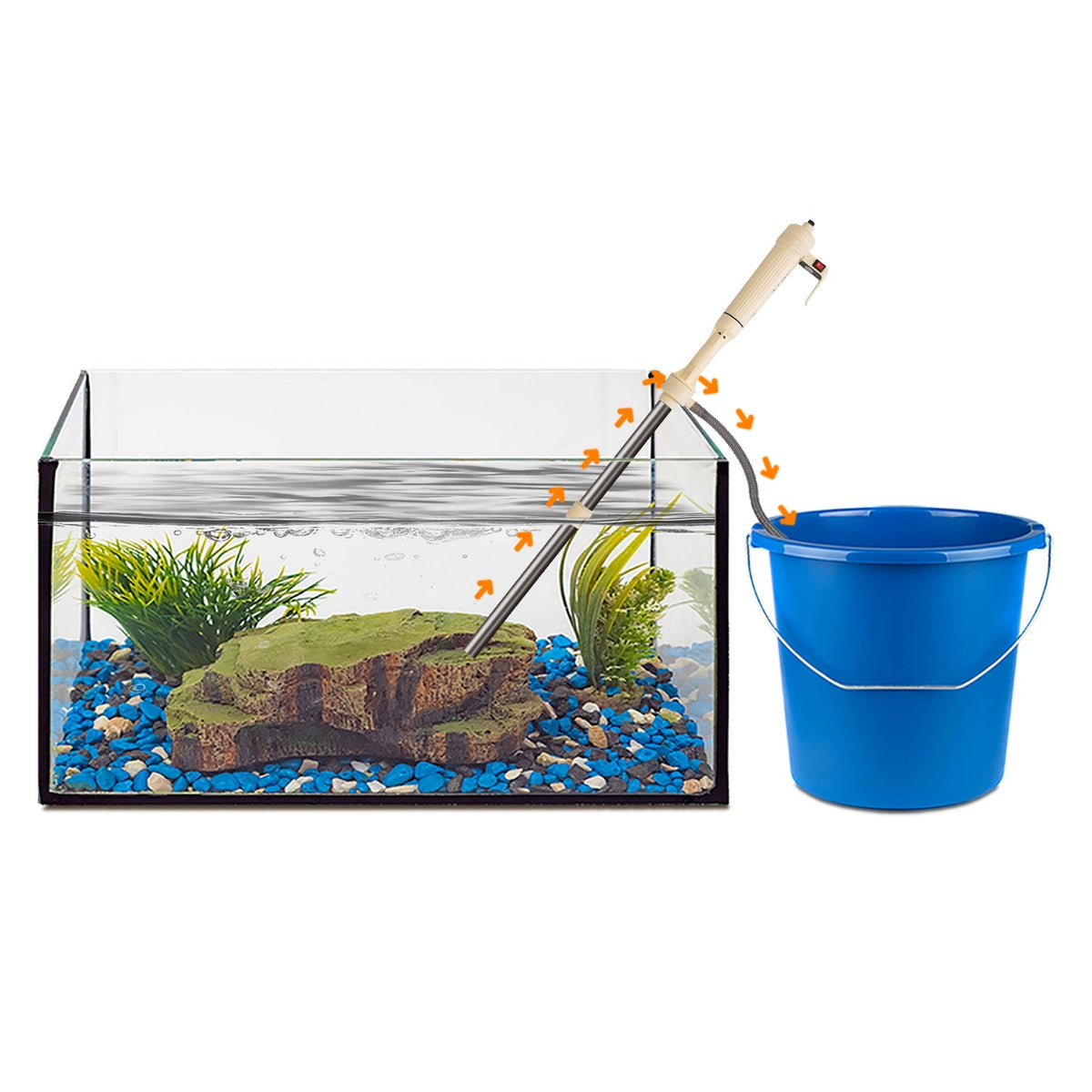 Multifunctional Electric Aquarium Gravel Cleaner Kit Length Adjustable Automatic Fish Tank Vacuum Cleaner Change Water Wash Sand Filter Dirt Removal