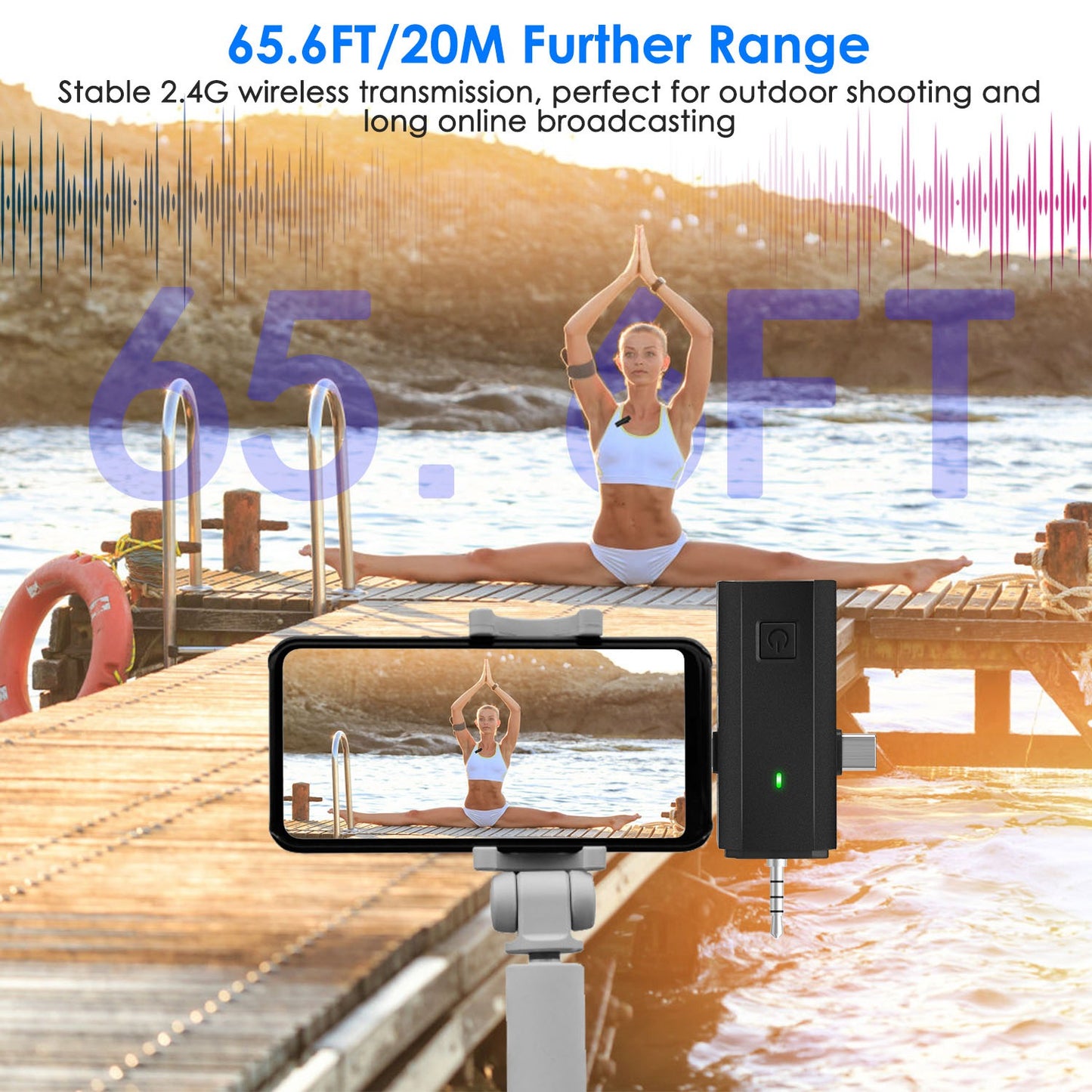 Wireless Clip-On Microphone with 3-in-1 Receiver