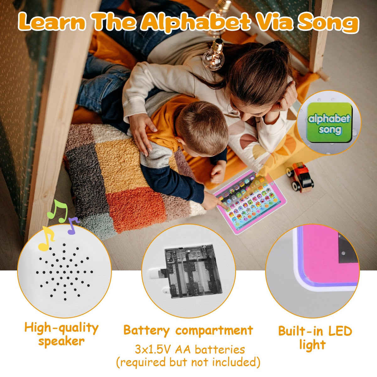 Kid Baby Toddler Tablet Toy Educational Learning Study Tablet Pad Gift for Aged 2 3 4 5 6 7 Girls Boys