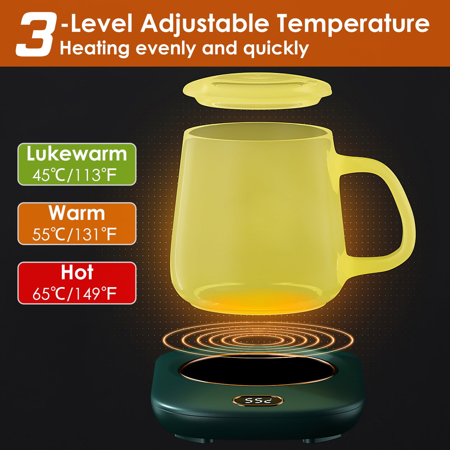 Electric Coffee Mug Warmer with 3 Temperature Settings