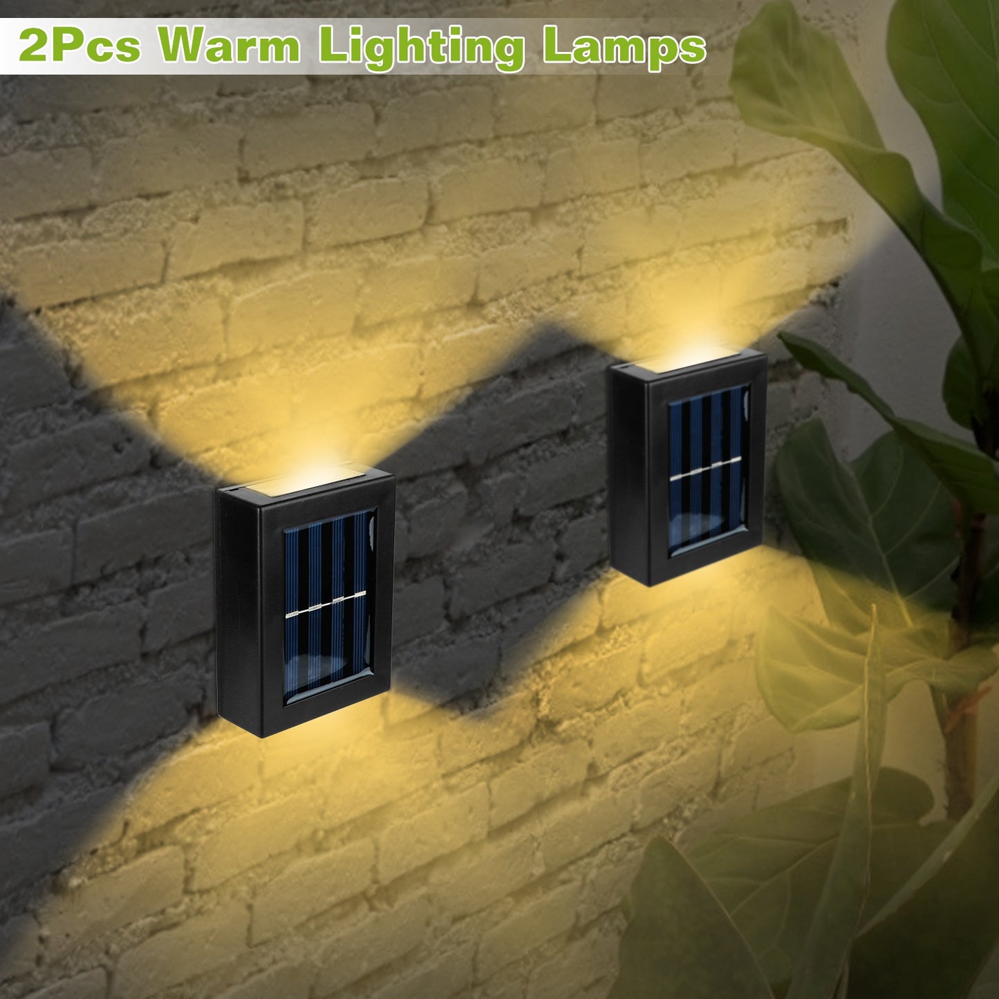 Solar Deck Lights Outdoor - 2 Pack Waterproof LED Fence Lamps