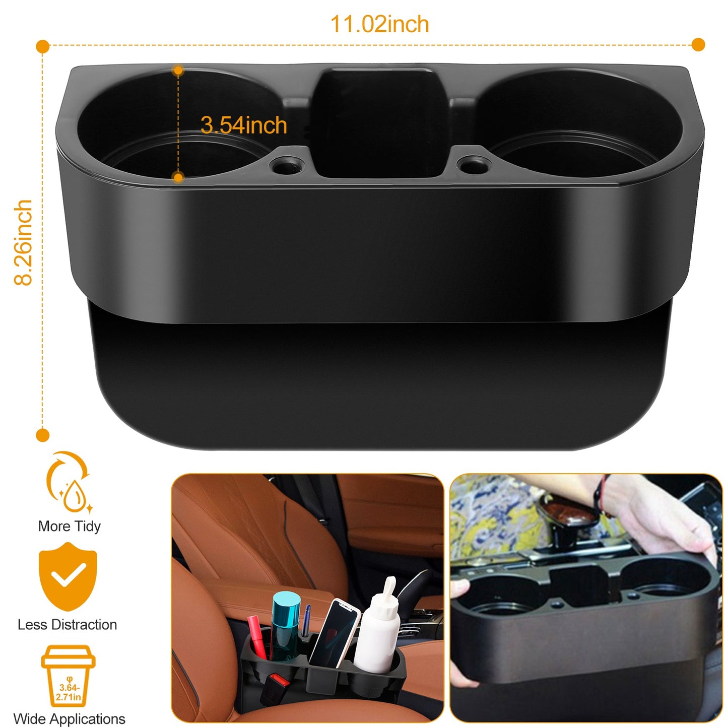 Car Seat Gap Cup Holder Organizer with Dual Holders