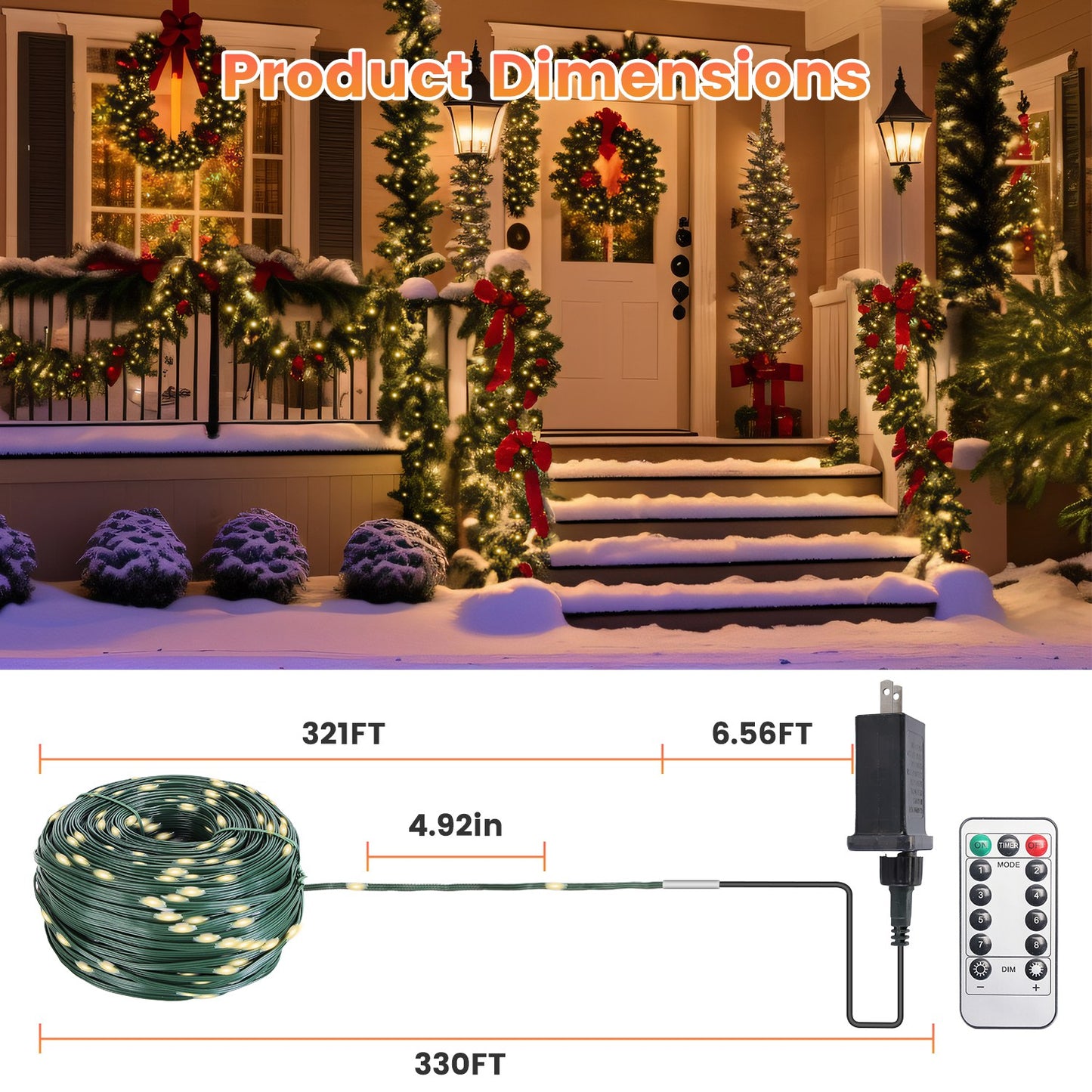 330FT 1000 LED String Lights with Remote & Timer