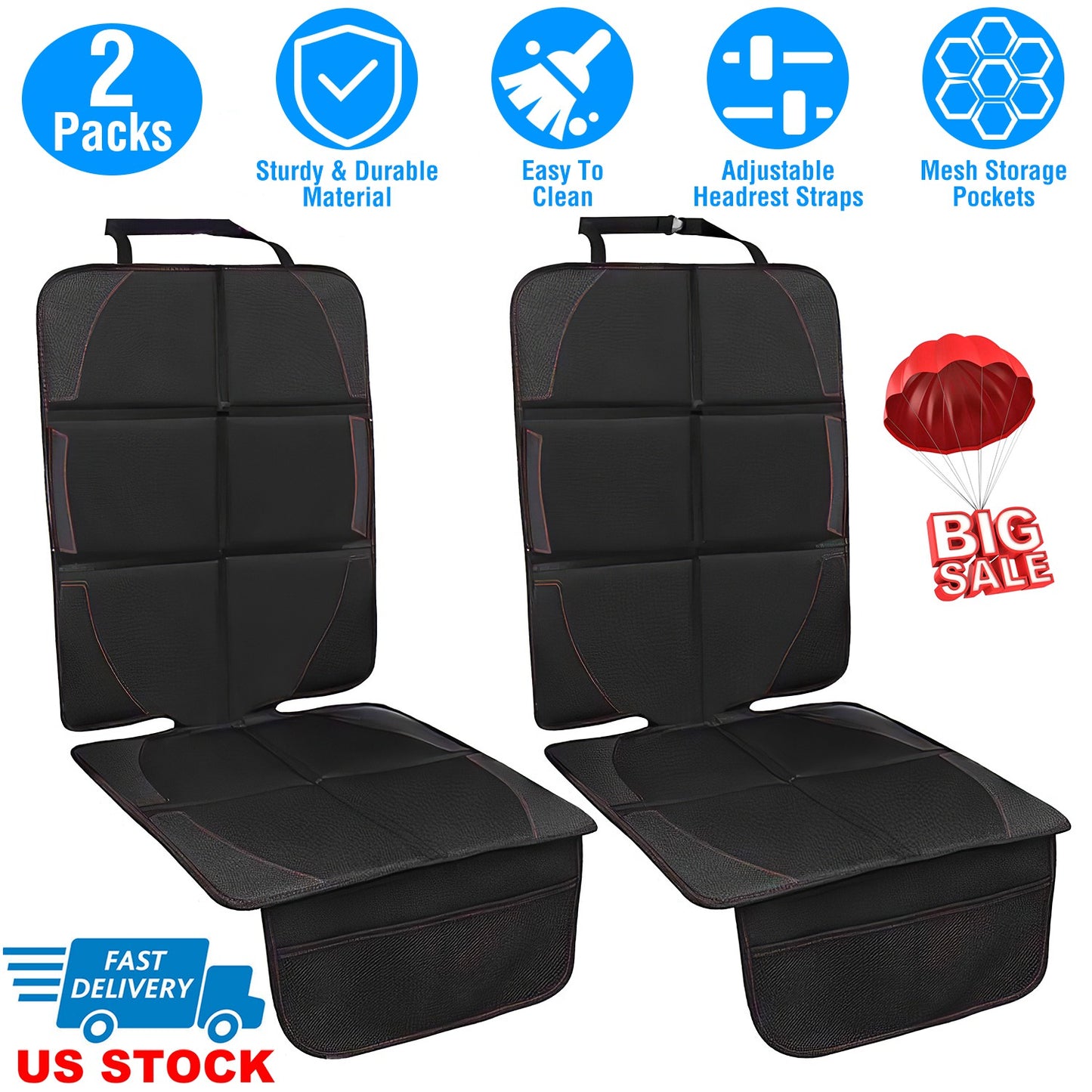 Car Seat Protector with Thick Padding - 2 Pack