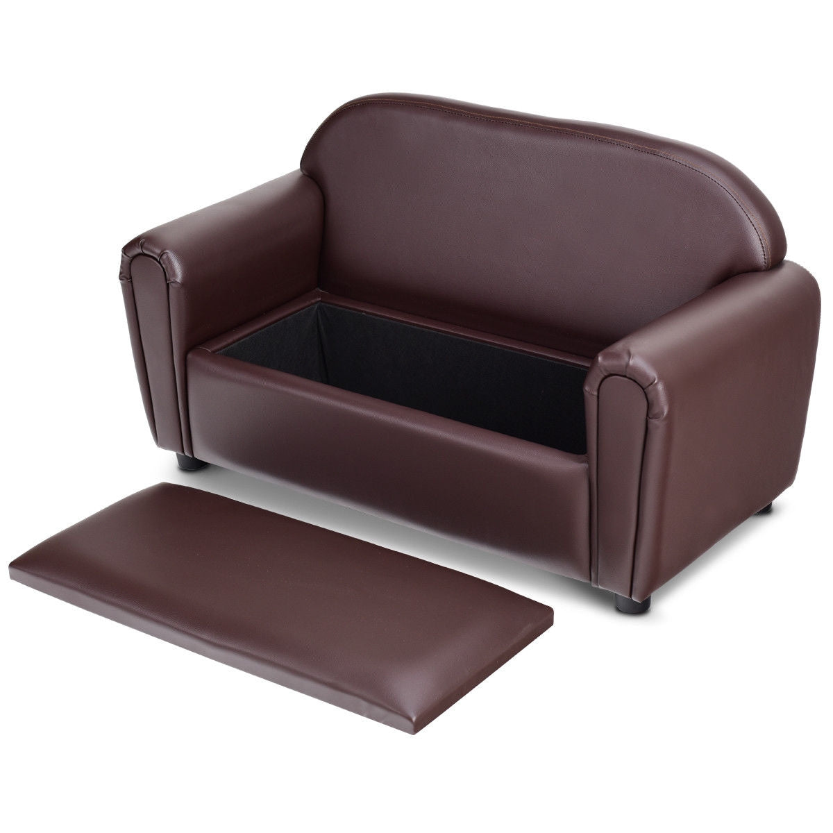 Kids Armrest Sofa Chair with Storage - Brown