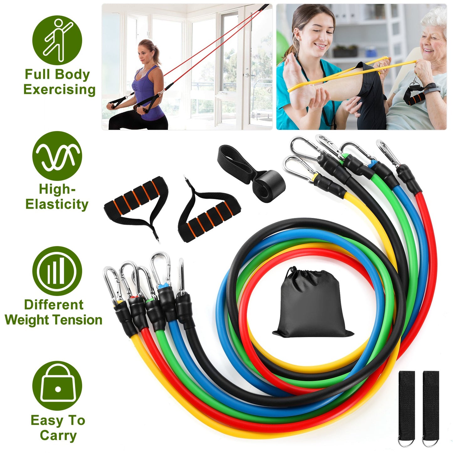 Resistance Bands Set 11-Piece with Door Anchor and Handles
