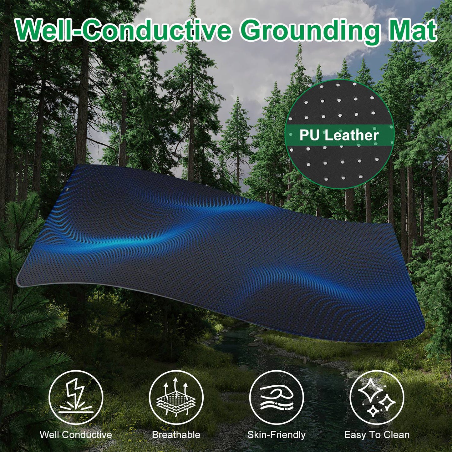 Grounding Mat with 15ft Cord – PU Leather Anti-Slip Design