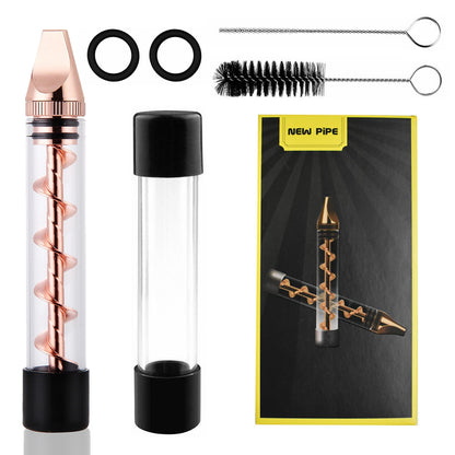 Twisty Glass Blunt Pipe with Grinder and Cleaning Kit
