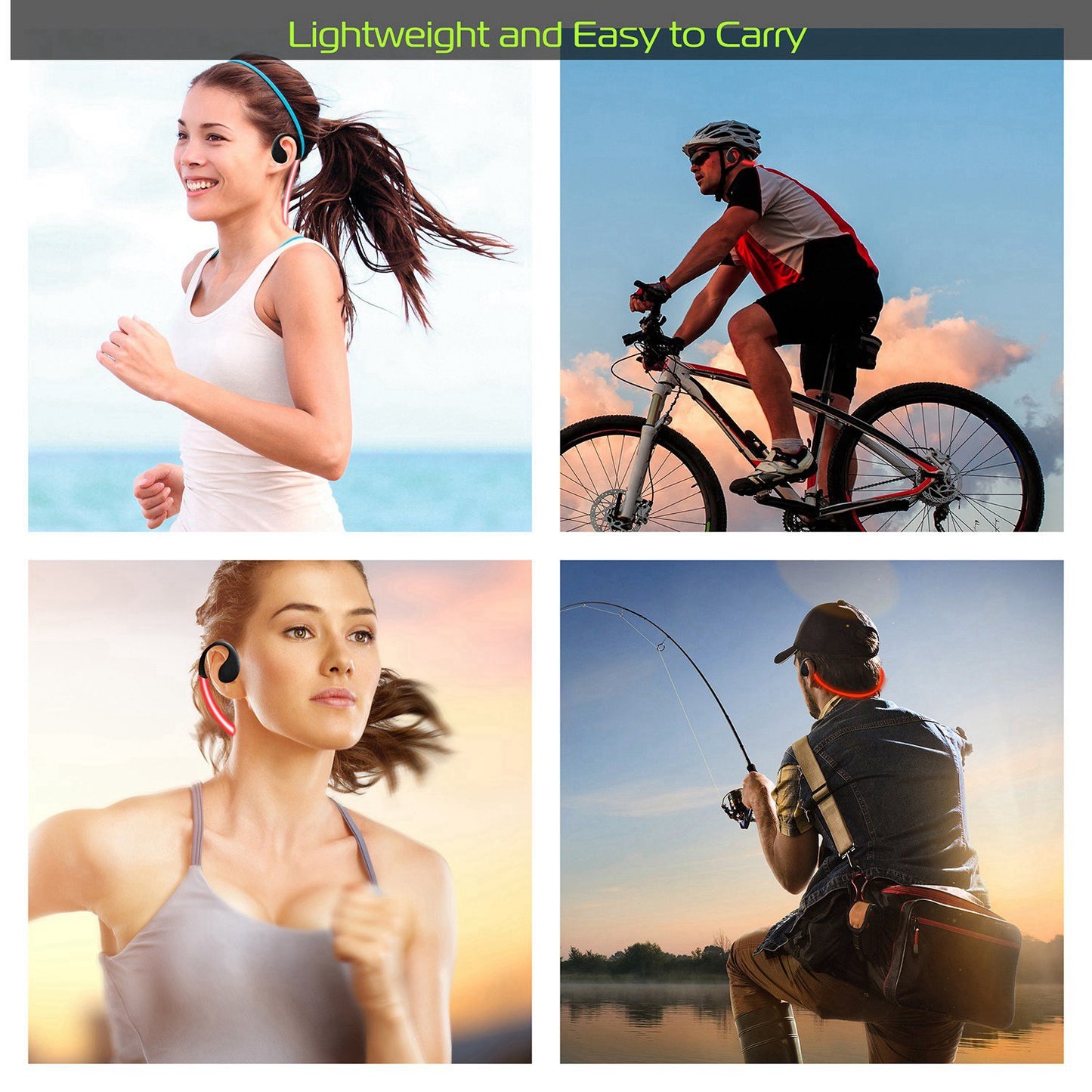 Wireless Sports Neckband Earphones with LED Light & Mic