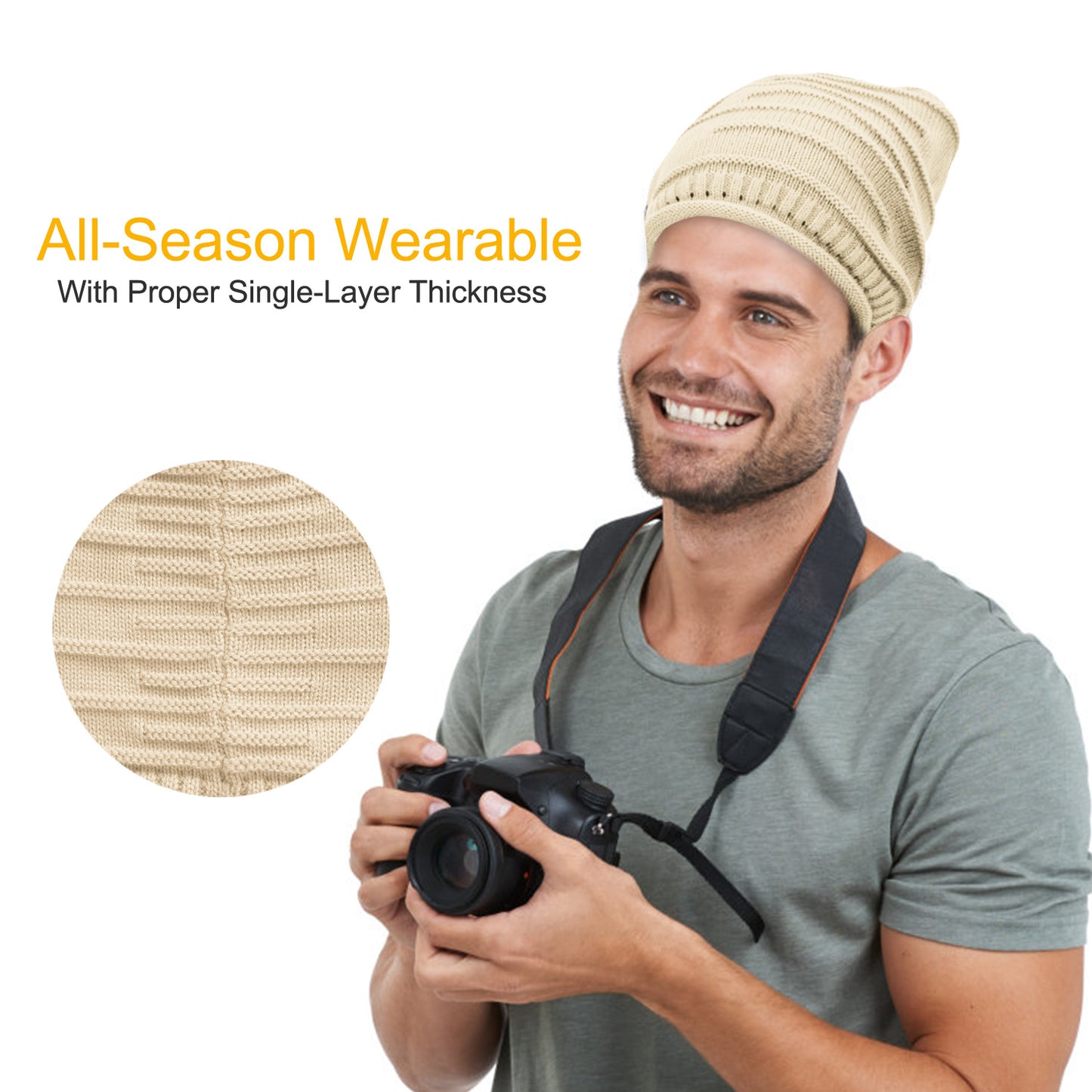 Slouchy Knit Beanie Hat - Unisex Winter Warm Skull Cap