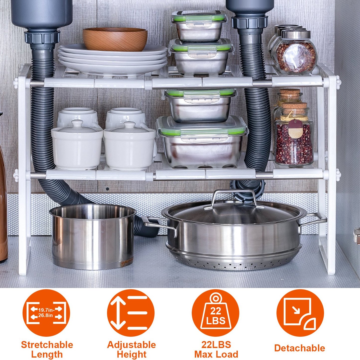 Under Sink Organizer 2-Tier Expandable Storage Rack