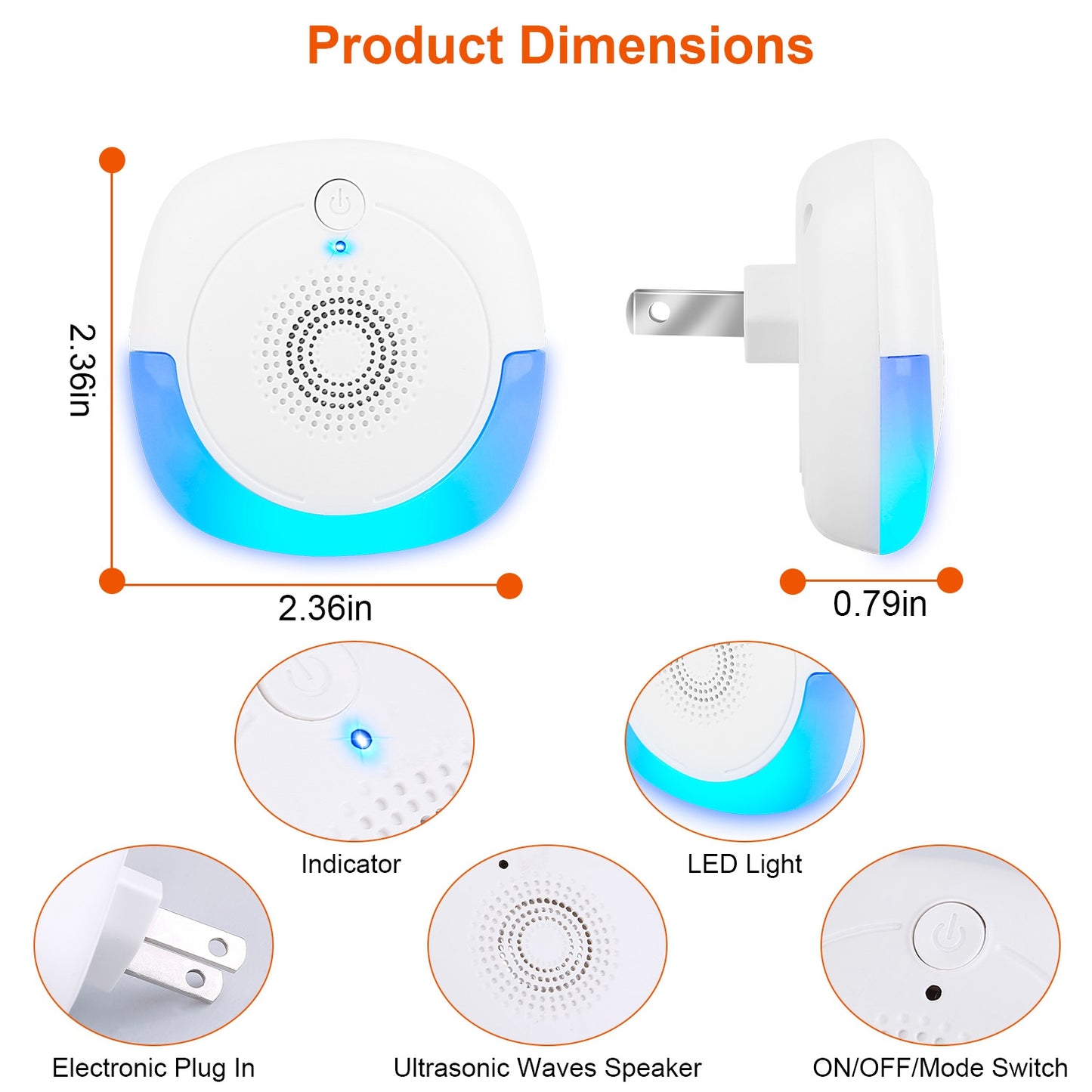 Ultrasonic Pest Repeller 6-Pack Plug-In Indoor Mouse Deterrent
